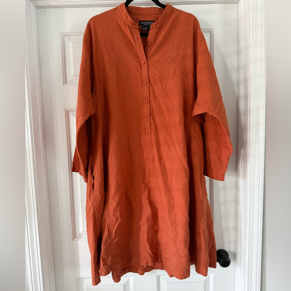 Women’s J Peterman Co. Orange Cotton Caftan Tunic Dress